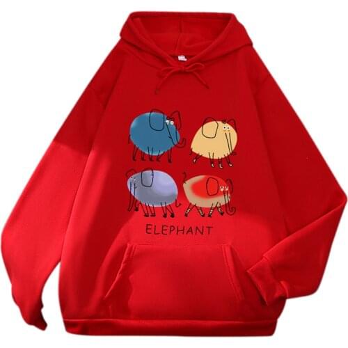Autumn Oversized Hoodies Female Hawaii Cartoon Print Windproof Top Warm Pocket Long Sleeve Sweatshirt Brief Drawstring Pullover