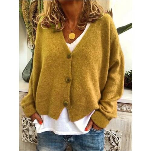 2020 New Womens Knit Cardigan Thick Solid Color Sweater Cardigan Long Sleeves Leisure Time Comfortable Short Loose Coat