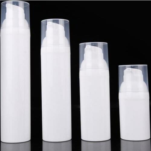100pcs 30ml 50ml 75ml 100ml Travel PP white airless lotion pump bottle with plastic pump Refillable Airless bottle SN1070