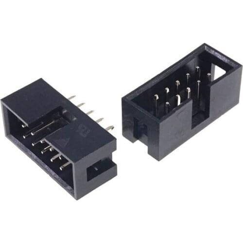 100 Pcs Box header IDC Socket 2.54mm 2x5 Pin 10 P Straight Male square pin 0.64mm 2 rows space 2.54