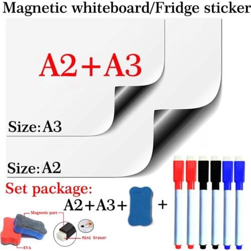 2PCS Magnetic Whiteboard Dry Erase White Board Flexible Pad Magnet Fridge for Home Office Kitchen School Message Board