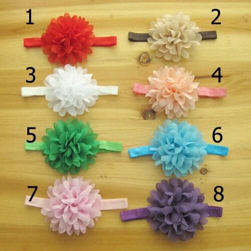 60 pcs/lot , Low Price Soft Chiffon flower headbands free shipping 14 colors