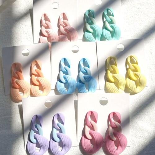 Acrylic Chain Earrings For Women Candy Color Iregular Geometric Chain Earring Trendy Colored Tassel Women Exaggerate Big Earring