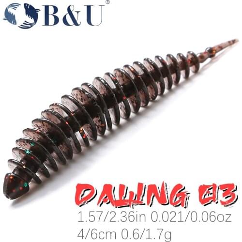 B&U 40mm 60mm Fishing Lure Soft Lures Shad Silicone Baits Worm Wobblers For Pike Swimbait Artificial Leurre Souple Softbait