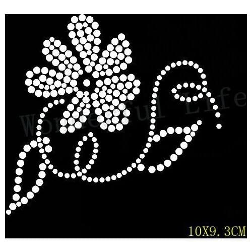 Free Shipping nice flower with leaf design for skirts hotfix heat transfer rhinestone Motif hotfix rhinestone for garment