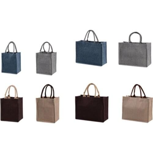 Jute Burlap Tote Large Reusable Grocery Bags with Handles Women Shopping Bag Beach Travel Storage Organizer