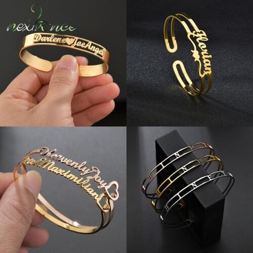 Nextvance Customized Name Heart Nameplate Bracelet Personalized Stainless Steel Bracelets on hand for Lover Women Jewelry Gift