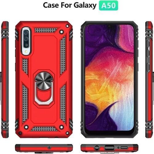 For Galaxy A50 Case Hard PC + Soft TPU Shockproof Back Cover For Samsung Galaxy A10 A20 A30 A40 A60 A70 A80 Stand Ring Case