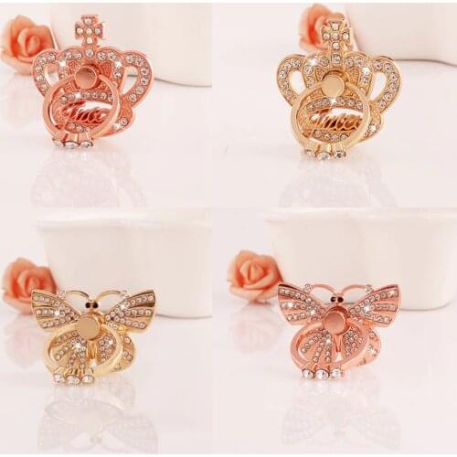 Cover Universal Phone rhinestone Ring Holder Stand 360 Degree Crown metal Phone Finger Holder For iPhone 7 Xiaomi