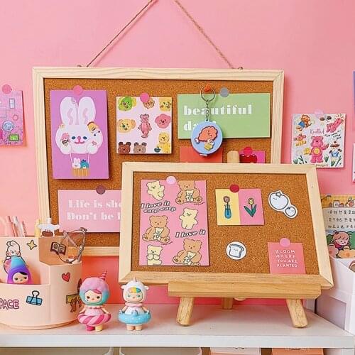 W&G Ins Kawaii Cork Board Wooden Photo Wall Decoration Home Desktop Photo Board Message Board Hanging Note Board
