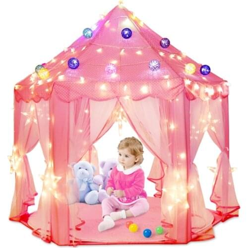 Pink Princess Castle Tents Children Portable Girls Indoor Outdoor Garden Small House Folding Play Tent Kids Balls Pool Playhouse