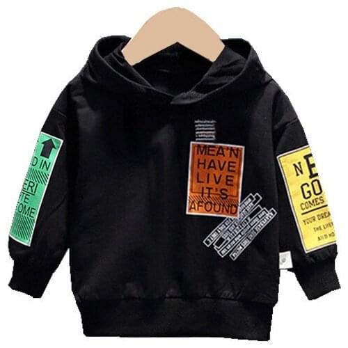 Kids Fashion Sweater for Boys and Girls Spring New Baby Letter Sweater Boys Hooded Clothes Tide 0-5 Ages