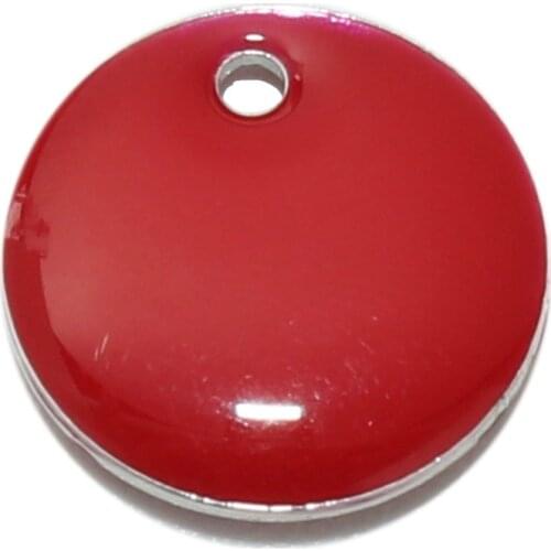 DoreenBeads Hot Fashion Copper Enamelled Sequins Pendant Charms Round silver color Red Jewelry DIY Findings 10mm Dia, 10 PCs