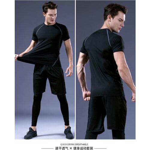 Gym Shirt Men Workout Fitness Compression Shirt Quick Dry Running T-Shirt Elastic Sportswear Basketball ropa deportiva