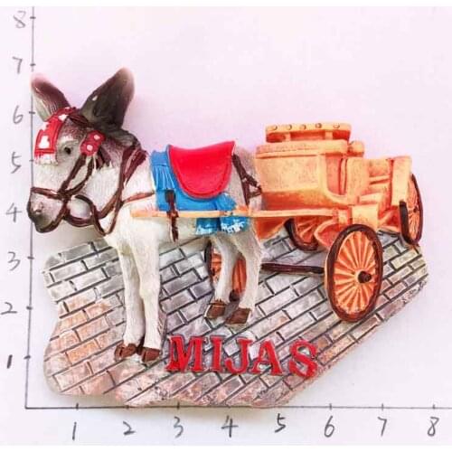 Mijas Spain Magnets 3D Donkey Cart Fridge Magnets Tourist Souvenir Refrigerator Magnetic Stickers Home Decoration