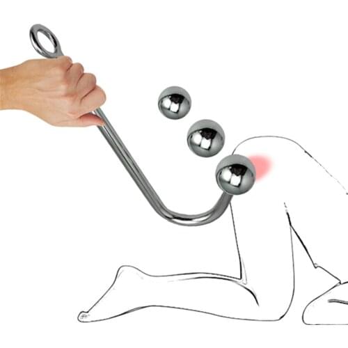 Small medium large round ball head choose metal anal hook butt plug dilator alluminum alloy prostate massager sex toy for male