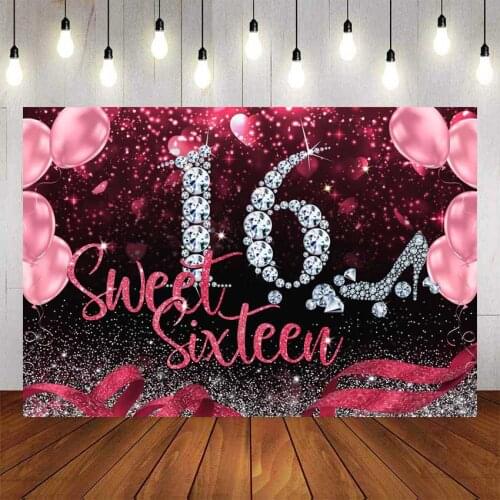 Mehofond Photography Background Sweet 16th Birthday Party High Heel Diamond Sweet Sixteen Banner Decor Backdrop Photo Studio