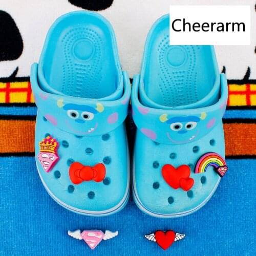 Cute little fresh series love rainbow shoes Charms decoration jibz for croc for Girls and Boys Soft PVC Clog Button Decorations