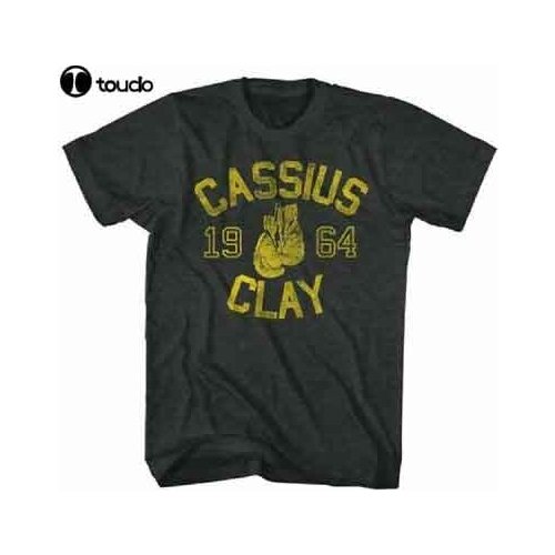 Muhammad Ali Mens Short Sleeve T-Shirt Black Heather Cassius Clay Graphic Tee