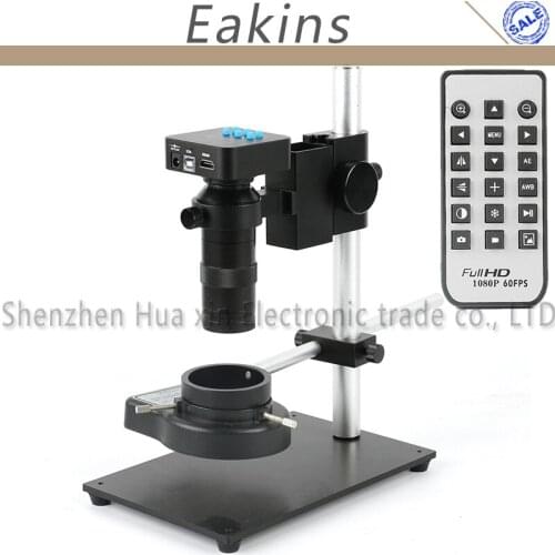 16MP 1080P Industrial Video Microscope Camera Set HDMI USB Outputs 100X C-Mount Lens 144 LED Light Stand For Industry Lab PCB