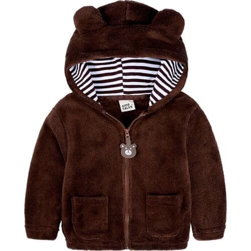 Bear Coat for Baby Boys Girl Winter Warm Jacket Fleece Thick Hooded Outwear Zipper Cardigan Sweatshirt Blue Hoodies Ear Snowsuit