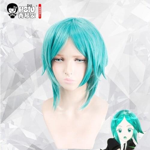 HSIU Hoseki no Kuni Cosplay Wig Phosphophyllite Land of the Lustrous Costume Play Woman short Adult Wigs Halloween Anime Hair