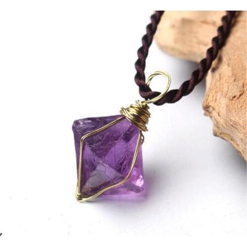 1-2 cm natural purple fluorite pendant, Amethyst crystal pendant, mens and womens pendant.New Year decorations