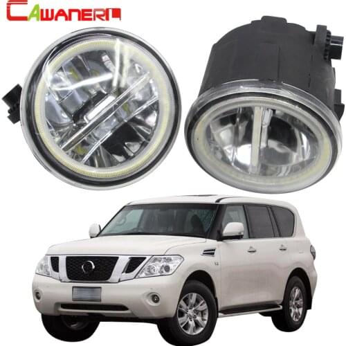 Cawanerl For Nissan Patrol 3/III Y62 Car 4000LM LED Fog Light + Angel Eye Daytime Running Light 2010 2011 2012 2013 2014 2015