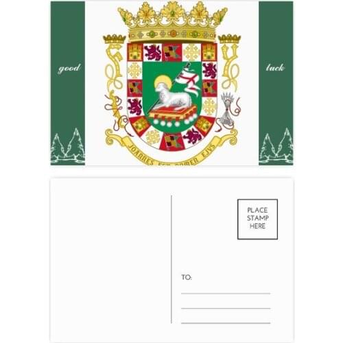 Puerto Rico National Emblem Good Luck Postcard Set Card Mailing Side 20pcs