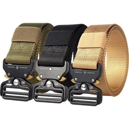 2020 New Nylon Belt Men Army Tactical Belt Molle Military SWAT Combat Belts Outdoor Knock Off Survival Waist Tactical Gear 125cm