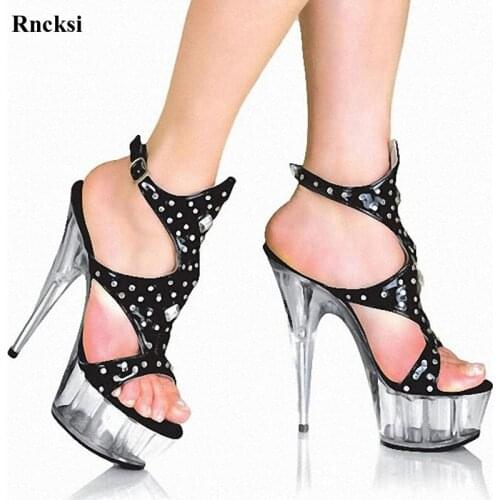Rncksi New Clear 6 Inch High Heel Platform Sandals 15cm High-Heeled Platform Shoes Sexy Dance Shoes Sandals Performance Shoes