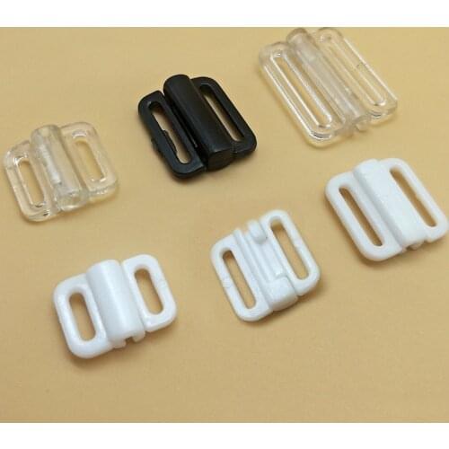 Sutoyuen 120 Sets 10 12 15mm Plastic Bikini Bra Clip Hook Swimwear Clickers Bra Strap Front Clasp Bra Buckle Quilt Buckle 3/5"