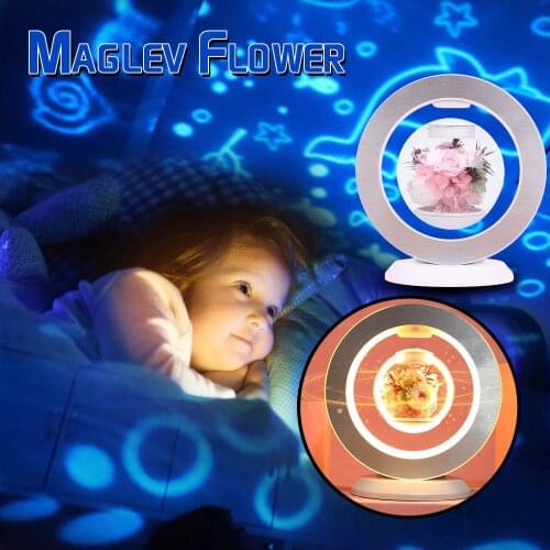 LED Ambient Light Maglev Flower Float Lamp Maglev Gift Magnetic Levitation Toy Floating Ornaments Unique Innovative Holiday Gift