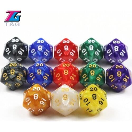T&G D20 Dice for DnD,Rpg 20 Sided Smooth Surface Games Multi Colors Desktop Set ,for Board Game Playing,rpg