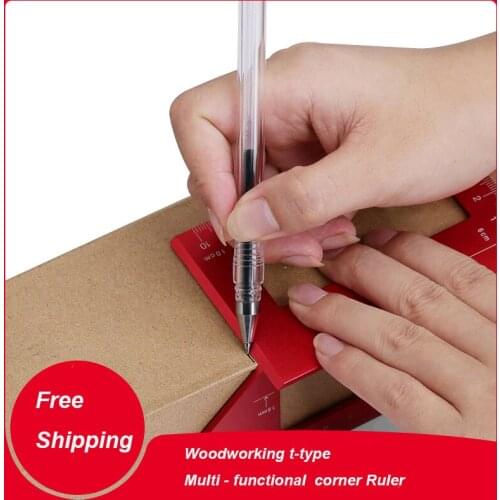 Woodworking t-type Square Ruler Scribe Mark Line Miter 45 /90 Degree Aluminum Alloy Ruler Portable Square Carpenter Tools