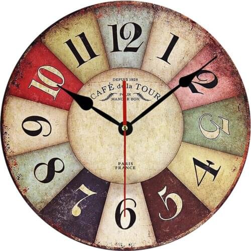 Timelike Wooden Wall Clock Modern Design Vintage Rustic Shabby Chic Home Office Cafe Decoration Art Large Watch