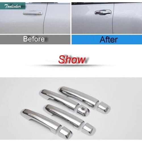Tonlinker 4-12 PCS DIY Car Styling New ABS Out Door Handle Light Box Cover Case Stickers for Toyota Prado 2010-15 Accessories