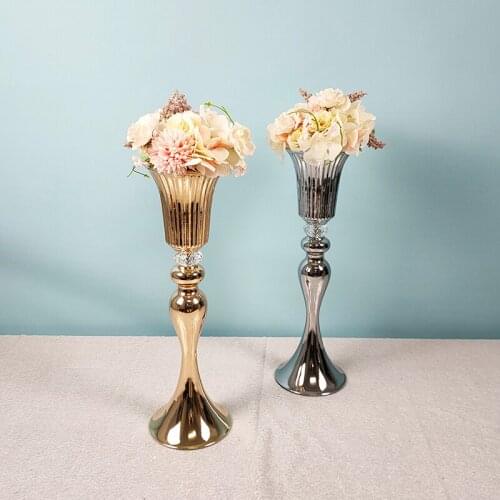 Golden Silver crystal Vase Modern Plating Fake Flowers Dry Flower Living Room floreros de home decoracion