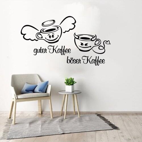 Cartoon German Good Coffee Nasty Coffee Window Wall Decal Kitchen Cafe Bar Shop Glass Wall Sticker Vinyl Decor