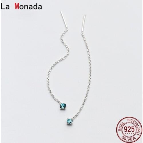 La Monada Square Bead Dangling Hanging Earrings For Women Silver 925 Woman Korean Drop Earrings Minimalist Female In Jewelry