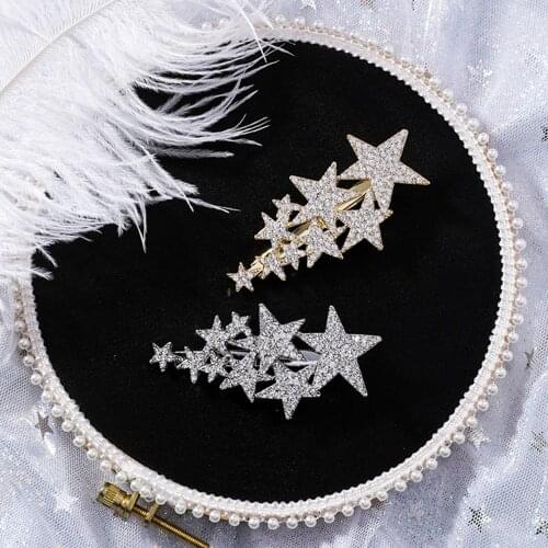 New Shiny Star Barrettes Rhinestone Hairpins Hair Clip Sweet Headwear Hair Grip Hair Accessories For Women Girl Wedding