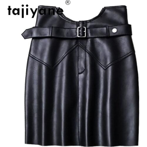 Tajiyane 2021 Mini Skirt Real Sheepskin Black Skirt Genuine Leather Plus Size Skirts Woman High Waist Skirts Mujer Faldas TN2179