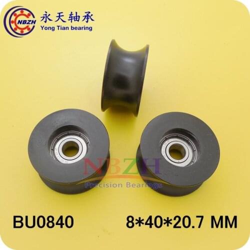 1Pcs 0840UU BU0840 8mm Groove Guide Pulley Sealed Rail Ball Bearing 8x40x20.7 8*40*20.7mm