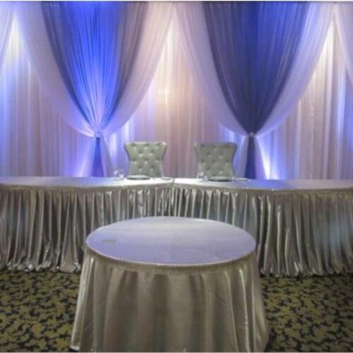 10ft*20ft White wedding backdrop with royal blue swags wedding decoration wedding curtain