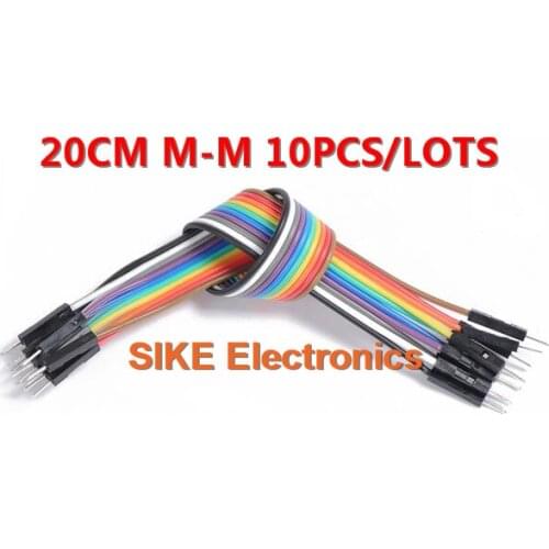 10pcs 20cm 2.54mm 1p-1p Pin Male to Male Color Breadboard Cable Jump Wire Jumper For Arduino