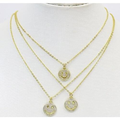 10 Pcs Zirconia Smile Face Charms Necklace Smile face Necklace Jewelry Accessories Jewelry Necklace Gift 8490