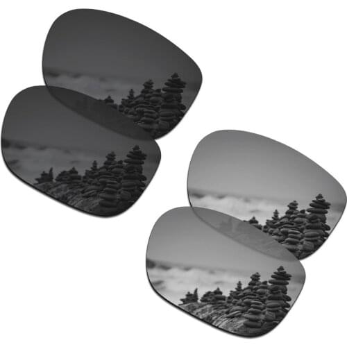 SmartVLT 2 Pairs Polarized Sunglasses Replacement Lenses for Oakley LBD Stealth Black and Silver Titanium