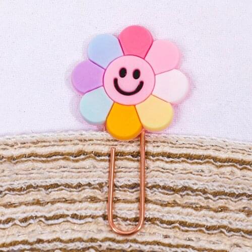 2 Pcs Paper Clip Cute Sunflower Office School Stationery Decorative Supply Kawaii Funny Bookmark Bear Dinosaur Avocado Daisy