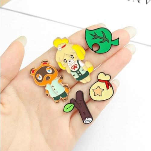20/Lot Audie Ankha Stitches Dom Tom Nook Shizue Isabelle KK Ketchup Audie Punchy Brooch Figures Pin For Lapel Action Figure Toys