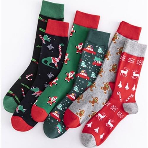 2020 Christmas Series Cotton Men Tube Socks Funny Happy Personality Cartoon Mens Long Socks absorbs Sweat Thicken Plus Sizes